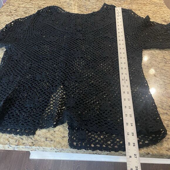 Black Witchy Whimsy Goth Emo Crochet Cardigan Measures Like A Large - Picture 10 of 10